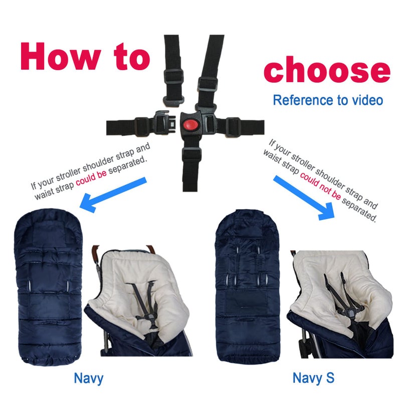 Yobee Universal Stroller Sleeping Bag, Toddler Size, Winter Outdoor Tour Waterproof Baby Bunting Bag, Center and Botton Open for Easy in & Out, Navy - Image 2